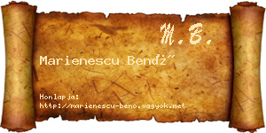 Marienescu Benő névjegykártya